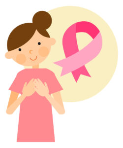 乳がん検診のピンクリボンと女性